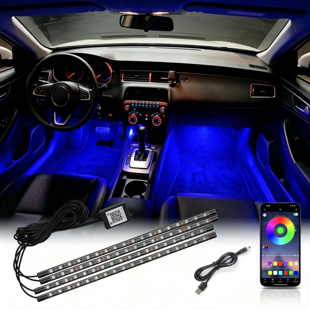 Led Ambient Interior Car Lights App Control - Многорежимная RGB-подсветка для салона автомобиля, 72