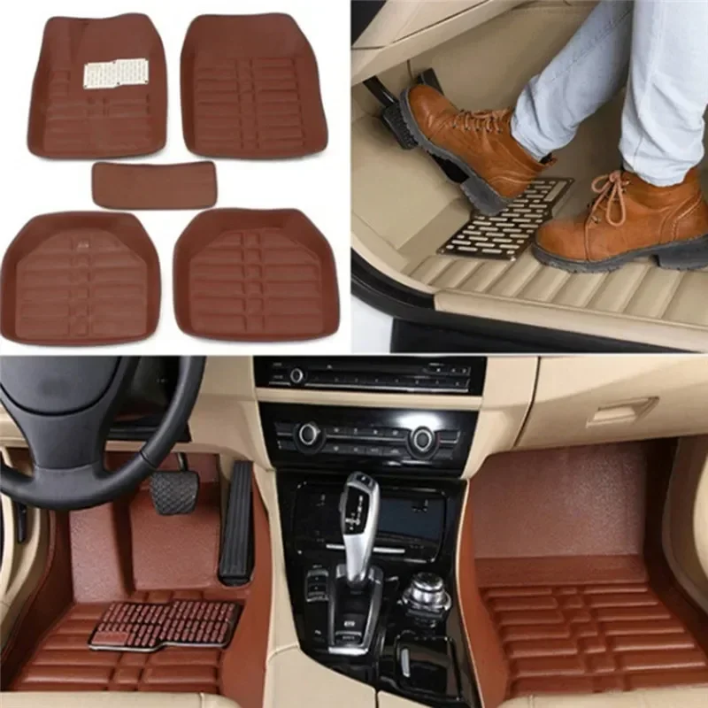 Car Floor Mats Universal Waterproof Leather - 5 шт., легко чистящиеся водонепроницаемые автомобильные