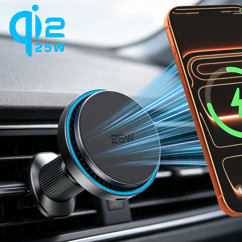 Magnetic Phone Holder For Car Vent - Автомобильное магнитное беспроводное зарядное устройство QI2