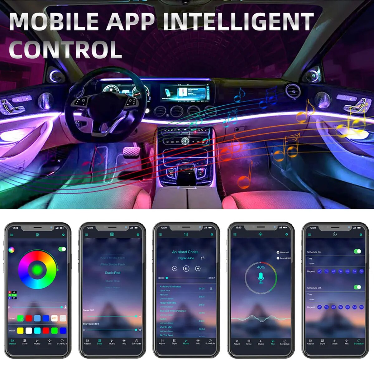 4 в 1 6 в 1 симфонический Авто – обзор и цена Led Ambient Interior Car Lights App Control