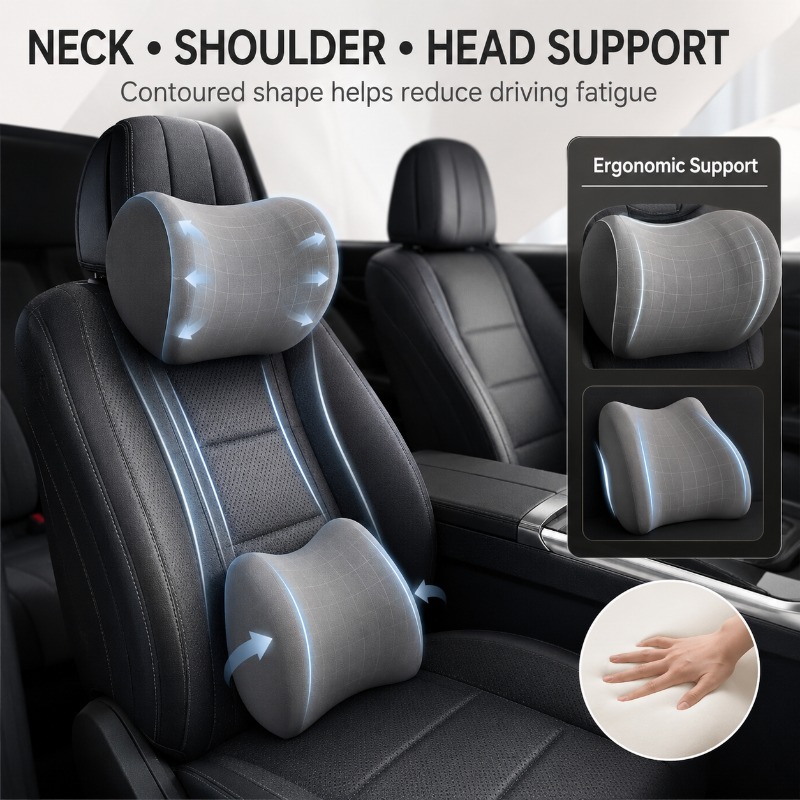 Комплект подушек для автомобил – обзор и цена Memory Foam Car Neck Pillow Lumbar Support